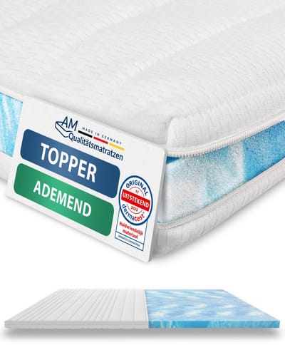 AM Qualitätsmatratzen Verkoelende matrasbeschermer 80 x 190 cm tegen zweten - Made in Germany - Verkoelende matrasbeschermer cm met wasbare hoes - topper ademend voor de zomer