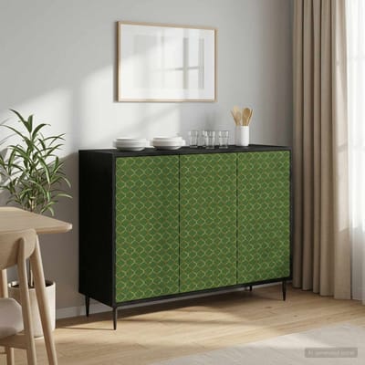 vidaXL - Dressoir - GELEEN - Zwart - eiken - 102 - x - 33 - x - 76 - cm - Bewerkt - hout