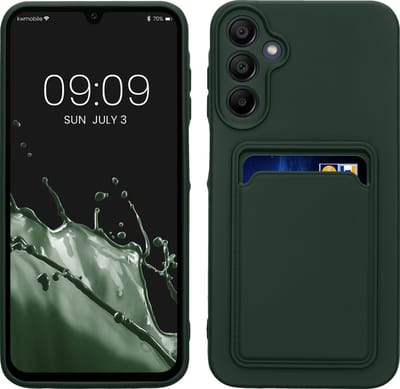 kwmobile telefoonhoesje geschikt voor Samsung Galaxy A15 5G - Hoesje met pasjeshouder - TPU case in donkergroen