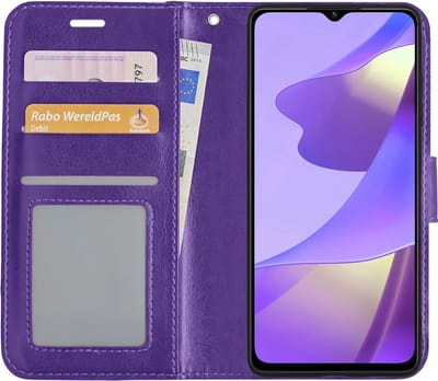LuxeBass Hoesje geschikt voor Oppo Reno 5Z - Boekhoesje met kaartvakken - Paars gsm hoesje - telefoonhoes - telefoonhoesjes