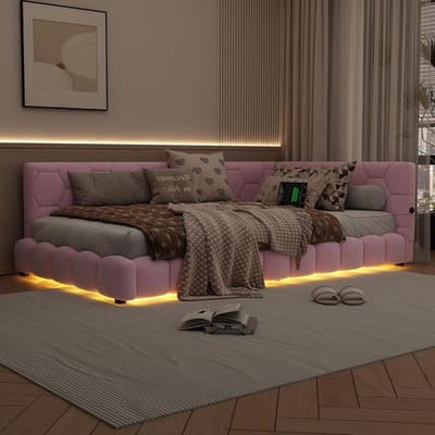 Comfortabele Dagbed Slaapbank 90x200 cm met Lattenbodem en USB-C Poort