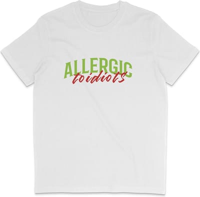 T Shirt Heren Dames - Grappige Tekst: Allergisch voor Idioten - Wit - XS