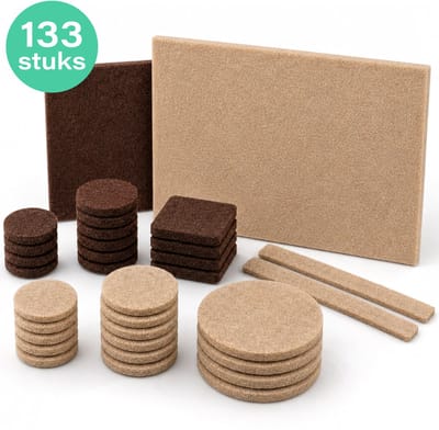 Viltjes Stoelpoten Zelfklevend - 133 stuks - Stoelpoot beschermers - Vilt - Vloer beschermer - Meubel Glijders - Stoel - Poten - Bescherming - Plak