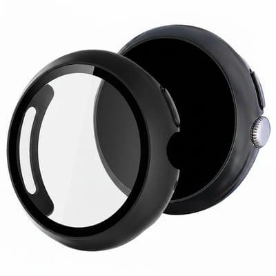 Screenprotector case - geschikt voor Google Pixel Watch 4 45mm - full cover hoesje - gehard glas - 45 mm - volledige bescherming - zwart