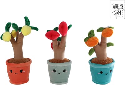 Pluche fruitboom knuffel plant 28cm kleurrijk speelgoed.