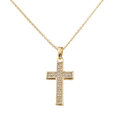 Decopatent - Kruis Halsketting - Dames of Heren Schakelketting Ketting met kruishanger - Verstelbaar van 40 tot 45 Cm - Nikkelvrij - Kruizen Kettingen met bedel hanger voor man of vrouw - Elegant Cadeau - Goudkleurig