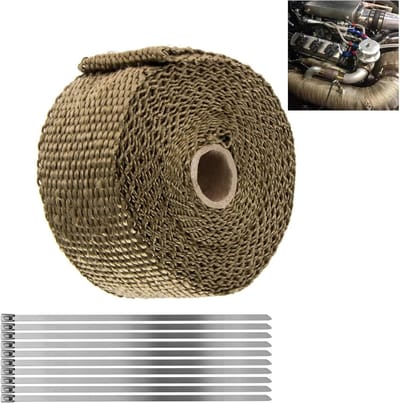 Uitlaatband Set - Hittebescherming - Motor Beschermen - Basalt & Titanium - 10 Meter - Geel