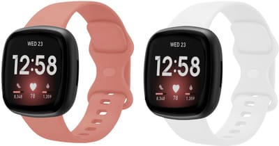 Strap-it Bandjesset geschikt voor Fitbit Versa 3/4, Sense/Sense 2 – 2x Siliconen Bandje – Roze & Wit – Maat S