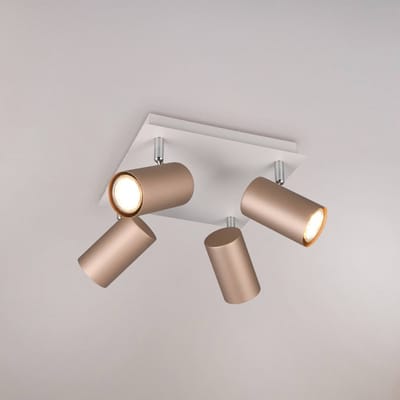 Trio Lighting Marley plafondspot bruin/lichtgrijs 24 x 24 cm 4-lamps metaal