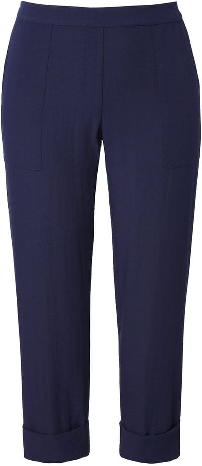 Ulla Popken - Dames - kortere Rena-broek smalle pijpen beugelplooi - Marine - Maat 42