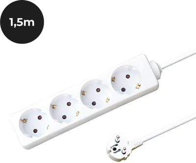 Stekkerdoos zesvoudig - Tafelcontactdoos – 1.5m – Wit