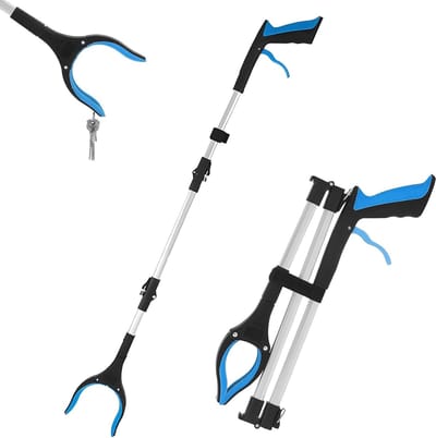 Grijper - Afvalgrijper - Inclusief magneet -Extra Lange Grijpstok voor Ouderen en Minderbepaalde Mobiliteit - 109 cm Reacher Grijper met 360° Draaibare Kop - Hand Bereikhulp met Magneet en Antislip - Blauw