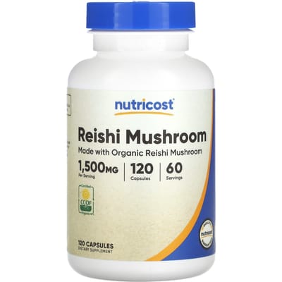 Nutricost, champignon reishi, 1 500 mg, 120 capsules (750 mg par capsule)
