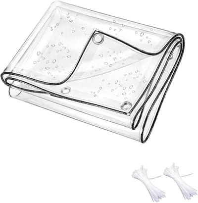 Gdmokle Transparant zeildoek met oogjes, waterdicht pvc-zeil, versterkt scheurbestendig waterdicht beschermend zeil voor tuin terras tuinhuisje kas (kleur: helder, maat: 2 x 3 m)