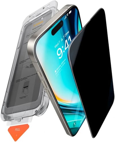 TORRAS Install Master Geschikt voor Apple iPhone 16 Pro - Privacy Glass - Screen Protector met Montage Frame - Gemakkelijke Installatie - Volledig Dekkend - Privacy Filter