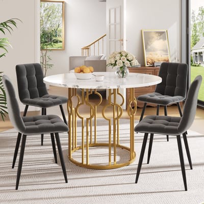 MODFU - Eethoekset - 5-Delig - Rond - Modern - Voor Keuken - MDF Metaal En Fluweel - Meerkleurig - 100 Cm
