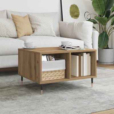 vidaXL - Salontafel - 60x50x36,5 - cm - bewerkt - hout - artisanaal - eikenkleur
