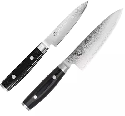 Yaxell Ran – 2-delige Messenset – Koksmes 15,5 cm & Schilmes 10 cm – 69 Lagen Damaststaal – VG10 – Micarta Heft