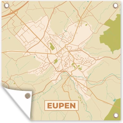 Tuin poster Stadskaart - Plattegrond - Vintage - Eupen - Kaart - België - 200x200 cm - Tuindoek