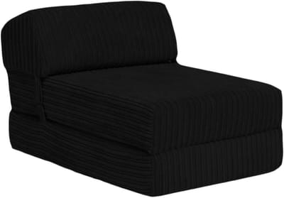 Opvouwbaar Matras - Z-bed Stoel Sofa - Gastvrij Ontvangen - Jumbo Cord Look - 60x168x14 cm - Zwart