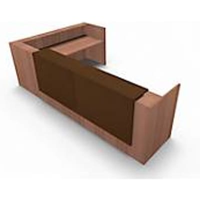 Hoekbalie Spezia, B 3655 x D 2055 x H 1130 mm, notenhout-Canaletto-patroon/leder bruin