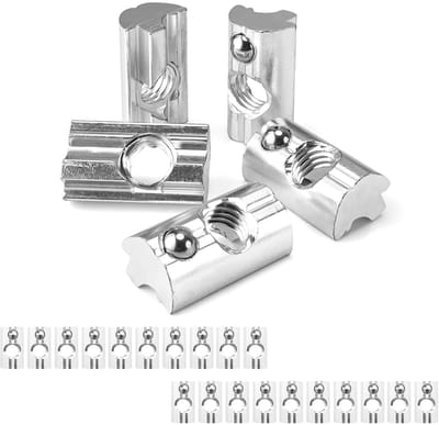 Allecto - T-groefmoeren M8 - Groefstenen met Kogelmoer - Hoogwaardige Aluminium - 20 Stuks - Zonnepaneelhouder - Geschikt voor Modulemontage