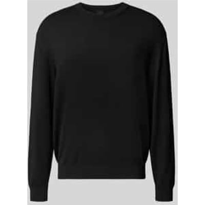 Round Neck Long Sleeve Knit Sweater - Black Sweaters