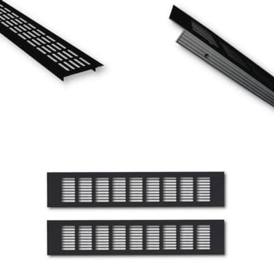 Aluminium Ventilatierooster 40 x 8 cm - Zwart - Ideaal voor Keuken, Badkamer, Toilet en Kast - Insectenbescherming