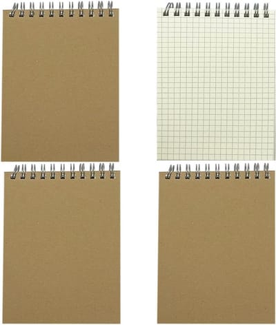 Klein A6 Spiral Notitieboek 4 Stuks Met Geruit Papier - Ideaal Voor School & Kantoor