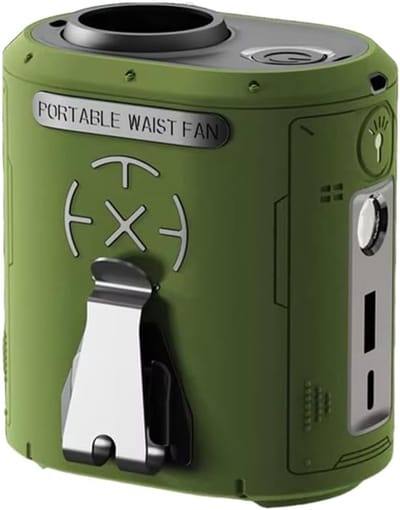 Ventilator - Heupventilator - Ventilator Oplaadbaar - Hogesnelheids Turbo Heupventilator Voor Buiten Met Usb-Powerbank - Krachtige Wind - Groene Heupventilator Met Airconditioning - Voor Kamperen, Reizen, Buiten