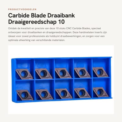 Dailygoods- Draaigereedschap 10 Stuks - CNC Hardmetaal Bladen - DCMT11T304 VP15TF - Snijkanten 11 mm - Bladdikte 3,97 mm - Plastic Doos - Snij-inserts