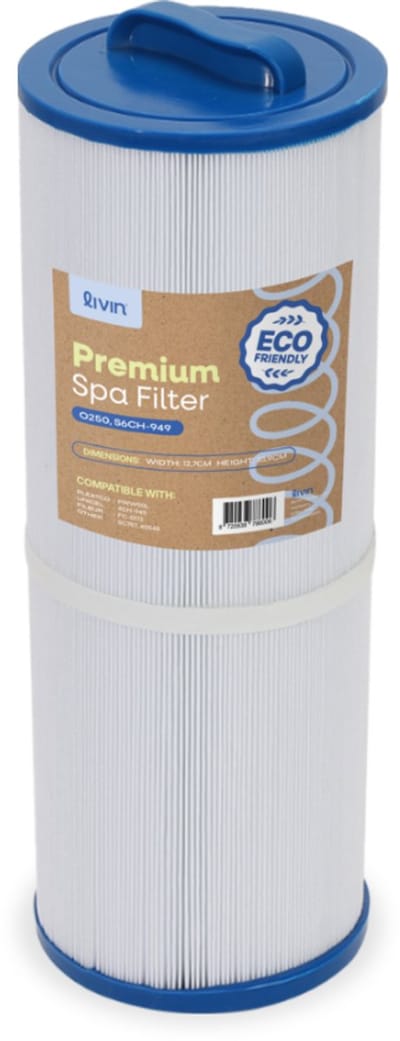 LIVIN' Spa Filter S4CH-949 (O250) - Whirlpools - Hoogwaardig Spa- en Whirlpoolfilter - Spa Filter S6CH-949 - Spa Filter SC757 - Makkelijk schoon te maken - Uitstekende Kwaliteit - Geschikt voor Spa, Jacuzzi en Whirlpools - Blauw