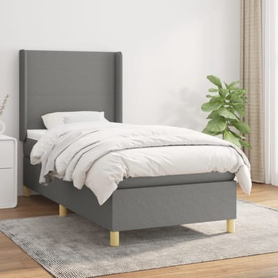 vidaXL - Boxspring - met - matras - stof - donkergrijs - 80x200 - cm