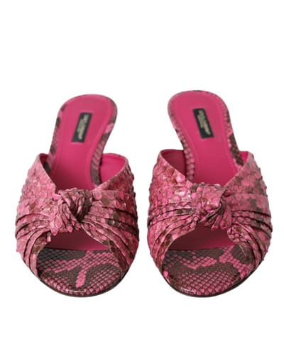 Dolce & Gabbana Roze Exotische Leren Kittenheels Slides Schoenen