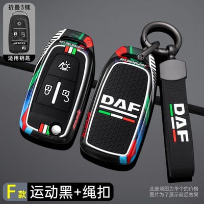 Zinklegering 3 Knoppen Klapbare Auto Sleutelhoes Beschermhoes Voor Daf 106 Cf Euro 6 Xg Xf Flip Afstandsbediening Sleutelhanger Vrachtwagen Accessoire gray