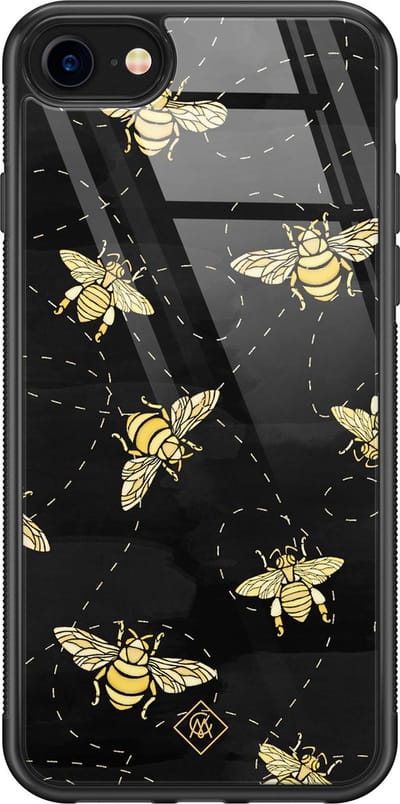 Casimoda® hoesje - Geschikt voor iPhone 8 - Bee Yourself - Luxe Hard Case Zwart - Backcover telefoonhoesje - Zwart