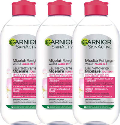 Garnier SkinActive - Micellair Reinigingswater voor de Droge Huid - 3 x 400 ml – Micellair Water Voordeelverpakking