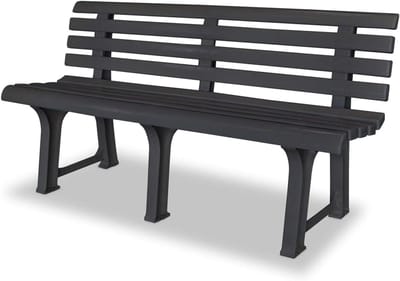 Tidyard Garden Bench 145.5cm Plastic Anthracite Patio Outdoor Chairs Patio Park Chairs Seating Park Furniture Option 1 Outdoor Benches