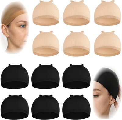 12 Stuks Rekbare en Ademend Hoofdhuidnet voor Pruiken, Beschermende Caps in Beige en Zwart, Ideaal voor Pruik, Buns en Haarstyling
