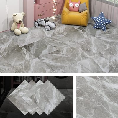 Grijze Peel en Stick Vloertegels voor Badkamer, Keuken en Slaapkamer - Waterdicht Vinyl en Laminaat, 30x30cm, 4 Tegels