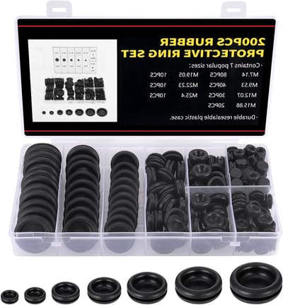 200 Stuks Rubber Ringen Set met 7 Maten, Rubberafwerking Ringen voor Gaten, Bescherming van Draad en Kabels