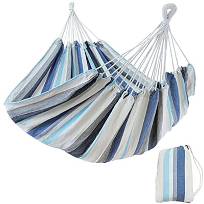 XXL Hangmat voor 2 Personen - 220 x 160 cm | TÜV Getest tot 300 kg | Katoenen Doek in Smaragd of Aqua