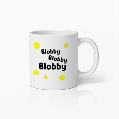 Blobby Blobby Blobby Mok – Leuke en Eigenzinnige Koffiemok met Geel Stippen Ontwerp – Uniek Cadeau voor een Vrolijke Koffiepauze