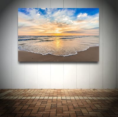 Dibond Schilderij | Foto op Aluminium, Zomers Strand (90x60cm)