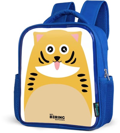 NoBoringSuitcases.com® - Rugzak blauw - Schooltas jongens - Dierenportret tijger - Kinder rugtas jongen - Boekentas kind - Kinderrugzak voor school - Schoolrugzak