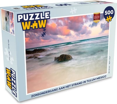 Puzzel Zonsondergang aan het strand in Tulum Mexico - Legpuzzel - Puzzel 500 stukjes