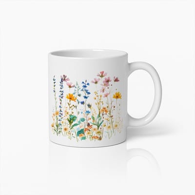 Elegante Bloemen Wilde Bloemen Koffiemok – Prachtige Natuur Geïnspireerde Keramische Beker