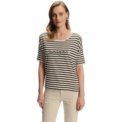T-shirt met fijne contrasterende strepen dame Greenpoint