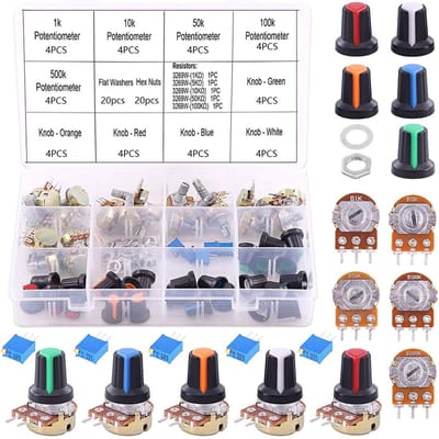 Solidchoice - Dailygoody - Potentiometer kit - 25 stuks variabele weerstand - Perfect voor elektronica projecten - 3296W trimmer kit - Voor hobbyisten en profession