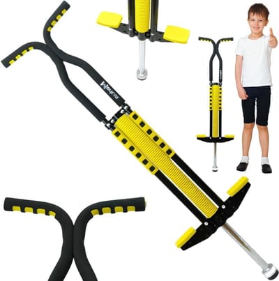 Springstok - Pogo stick - Buiten spelen - Robuust stalen frame - 104 cm - Geel